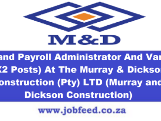 Murray and Dickson Construction Vacancies