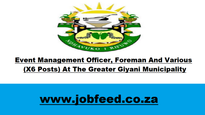 Greater Giyani Municipality Vacancies