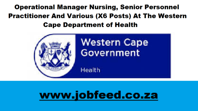 Western Cape Department of Health Vacancies