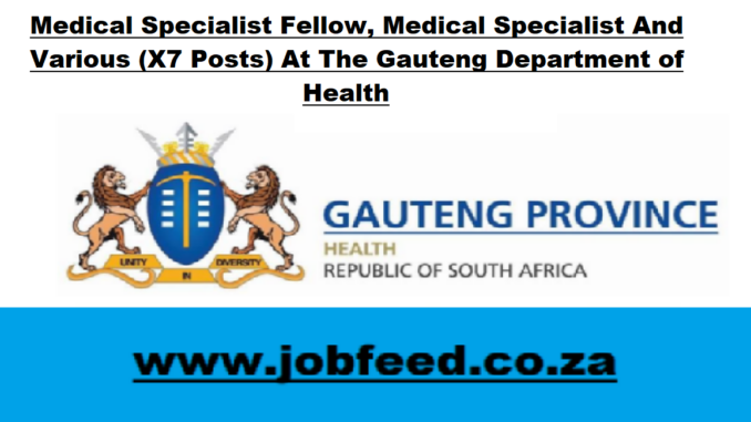 Gauteng Department of Health Vacancies