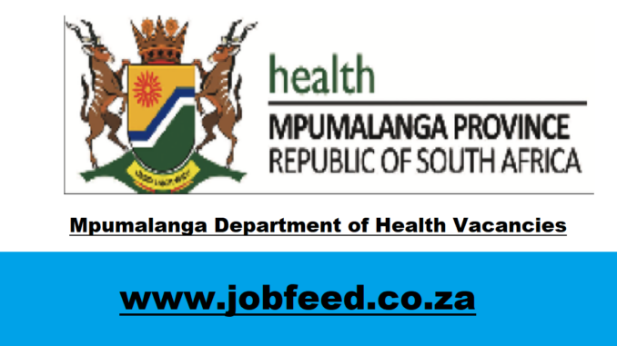 Mpumalanga Department of Health Vacancies